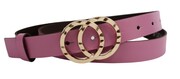 Pasek Damski Skórzany Arucce (PL) Skóra Licowa EXTRA 25 mm FUKSJA Złota Ozdobna Klamra Na Bolczyk