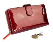 Portfel Damski Skóra Licowa Lakierowana PETERSON Duży Z Suwakiem Piórnik Z Zapięciem BC 603 RFID 16,5 x 10,5 x 3 [cm]