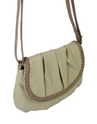 Torebka Ze Skóry Naturalnej Cielęcej Bag Street 3257-2 Listonoszka KREMOWA Z BEŻOWĄ LAMÓWKĄ 24 x 17 x 7 [cm]
