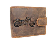 Portfel Męski PolskaGalanteria(PL) Skóra Licowa Duży Poziomy Z Zapinką Dwa Skrzydełka ''MOTYW MOTOR'' 895