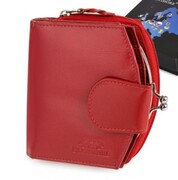 Damski Skórzany Portfel BELTIMORE Z Suwakiem I Klamrą Skóra Licowa Eleganckie Pudełko RFID BTML53 CZERWONY 10,5 x 10 x 3,5 [cm]