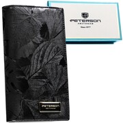 Portfel Damski Skórzany Peterson Aksamitny Długi Z Suwakiem Na Zewnątrz RFID PTN-PS1431 CZARNY 19,5 x 10 x 3,5 [cm]