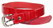 Pasek Damski Skórzany PAS-MAX (PL) Skóra Licowa EXTRA Gładki 25 mm Lakierowany CIEMNY CZERWONY