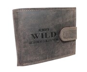 Portfel Męski Skórzany WILD Skóra Licowa Duży Poziomy Z Zapięciem RFID CZEKOLADOWY Zamszowy N992L 9014 12,5 x 10 x 2 [cm]