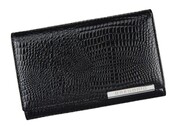 Portfel Damski Skórzany GREGORIO Duży Z Suwakiem Lakierowany RFID GF-112 CZARNY 15 x 10 x 4 [cm]