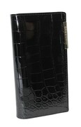 Portfel Damski Skórzany GREGORIO Lakierowany Długi Z Suwakiem Na Zewnątrz BC-124 CZARNY 19,5 x 10 x 3,5 [cm]