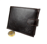 Portfel Męski Skórzany ANDRUS (PL) Skóra Licowa Duży Poziomy Z Zapięciem Jedno Skrzydełko Do Góry RIFD 13 x 10 x 2,5 [cm]