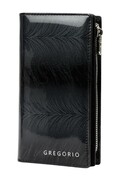 Portfel Damski Skórzany GREGORIO Lakierowany Długi Z Suwakiem Na Zewnątrz FF-124 CZARNY 19,5 x 10 x 3,5 [cm]
