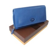 Portfel Damski El Forrest Długi Suwak Skóra Naturalna RFID 920 351 NIEBIESKI 16,5 x 9 x 3 [cm]