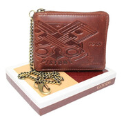 Portfel Męski Skórzany Peterson Skóra Naturalna Duży Piórnik Z Zapięciem Na Suwak N992C BRĄZOWY 