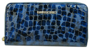 Portfel Damski Skóra Naturalna Lakierowana GREGORIO Duży Z Metalowym Suwakiem Piórnik FS 119 NIEBIESKI 19.5 x 10.5 x 2 [cm]