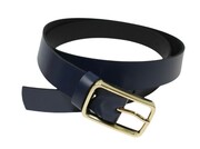 Pasek Damski Skórzany Arucce (PL) Skóra Licowa EXTRA Gładki 30 mm GRANATOWY Złota Klamra