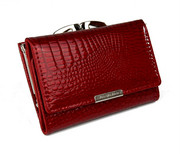 Portfel Damski Skórzany JENNIFER JONES 12 cm Klamra Skóra Naturalna Lakierowany JJ5282