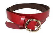 Pasek Damski Skórzany Arucce (PL) Skóra Licowa EXTRA 30 mm BORDOWY Złota Klamra 2