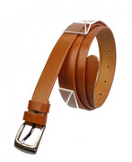 Pasek Damski Skórzany PAS-MAX (PL) Skóra Licowa EXTRA Gładki 25 mm JASNY BRĄZ K30