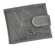 Portfel Męski Skórzany ALWAYS WILD Skóra Licowa Mały Poziomy Z Zapięciem RFID N0035L-CHM/8724 CZARNY 10,5 x 9 x 2 [cm]