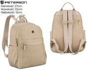 Sportowy Praktyczny I Wygodny Plecak Peterson CPY-09 Z Poliestru ECRU 32 x 27 x 12 [cm]