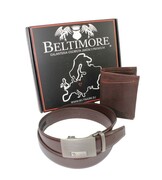 Elegancki I Stylowy Zestaw Upominkowy Dla Niego BELTIMORE Portfel Pionowy + Pasek Wizytowy Skórznay Z53