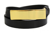 Pasek Damski Skórzany Gładki Arucce (PL) 20 mm Skóra Licowa Złota Klamra Bezniklowa BOLCZYK CZARNY Wąski