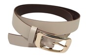 Pasek Damski Skórzany Arucce (PL) Skóra Licowa EXTRA 30 mm CAPPUCINO Złota Klamra