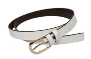 Pasek Damski Skórzany Arucce (PL) Skóra Licowa EXTRA Gładki 25 mm BIAŁY Złota Klamra