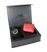 Elegancki I Stylowy Zestaw Upominkowy Dla Niej BELTIMORE Czerwony Portfel Poziomy Z Suwakiem + Klasyczny Czarny Pasek 30 mm Z13