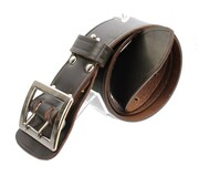 Wojskowy Pas Męski Skórzany OFICER RUBIN (PL) Skóra Licowa CZEKOLADOWY Super Wytrzymały Z Płytką Gładki P45B XXL