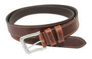Pasek Skórzany Męski Peterson (PL) PTN LTEO-05 40 mm Skóra Naturalna Licowa CIEMNY BRĄZOWY SZYTY