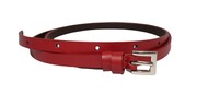 Damski Skórzany Pasek PolskaGalanteria.pl 10 mm CIEMNY CZERWONY Srebna Klamra