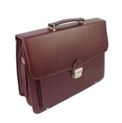 Elegancka I Stylowa Aktówka Na Dokumenty Do Pracy PolskaGalanteria(PL) Skóra Ekologiczna BORDOWA 41 x 30 x 14 [cm]