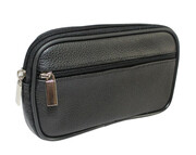 Skórzane Etui Na Telefon MAGRE (PL) Płaska Saszetka JÓZEK Na Pasek Z Suwakiem Na Smartfona CZARNY 18,5 x 11 x 2 [cm]