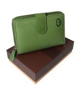 Portfel Uniwersalny Kostka El Forrest Suwak I Klapka Skóra Naturalna RFID 813 151 ZIELONY 13 x 9 x 3 [cm]
