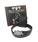 Elegancki I Stylowy Zestaw Upominkowy Dla Niego BELTIMORE Portfel Pionowy + Pasek Wizytowy 35 mm U88