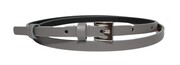 Damski Skórzany Pasek PolskaGalanteria.pl 10 mm GRAFITOWO-BEŻOWY Srebna Klamra
