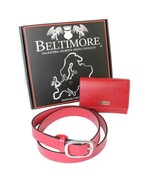 Elegancki I Stylowy Zestaw Upominkowy Dla Niej BELTIMORE Portfel Poziomy Z Suwakiem + Klasyczny Czerwony Pasek 30 mm Z41