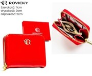 Portfel Rovicky Bułeczka Skóra Włoska Z Suwakiem R-PRK-02-UB/6383 CZERWONY LAKIEROWANY 11 x 8,5 x 2,5 [cm]
