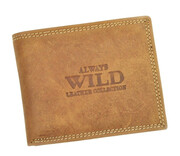 Portfel Męski Skórzany ALWAYS WILD Skóra Licowa Mały Poziomy RFID N0035-CHM/8717 KONIAKOWY 10 x 9 x 2 [cm]