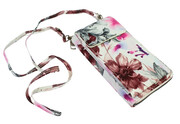 Damski Pionowy Portfel Na Pasku Jessica z Funkcją Torebki K-209 Motyw Kwiecisty Portfelo-Torebka 20 x 12 x 6 [cm]