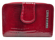 Portfel Damski Skóra Naturalna GREGORIO Średni Z Suwakiem Piórnik Lakierowany GF-115 CZERWONY RFID 12,5 x 8,5 x 3 [cm]