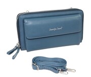 Damski Poziomy Portfel Na Pasku Jennifer Jones z Funkcją Torebki 1126-1 Portfelo-Torebka NIEBIESKI 20 x 11,5 x 6 [cm]