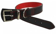 Solidna Obroża Dla Psa Czarna z Czerwoną Nitką Skóra Naturalna 35 mm 56/66 [cm] WIREX (PL)