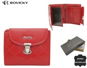 Portfel Skórzany Rovicky (PL) Skóra Licowa Pionowy Z Ozdobnym Zapięciem Na Klik RFID RD-19 CZERWONY 12,5 x 10 x 2,5 [cm]