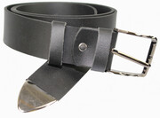 Pasek Skórzany COMPLEX (PL) CZARNY GŁADKI Z METALOWĄ KOŃCÓWKĄ Skóra NATURALNA DW EXTRA 40 mm