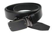 Wizytowy Pasek Skórzany 35 mm BELTIMORE (PL) Czarna Pełna Klamra AUTOMAT/SAMOZACISK Garnitur CZARNY