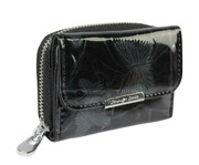 Portfel Skórzany Jennifer Jones Bułeczka Skóra Naturalna Lakierowana Z Suwakiem 5263-14 CZARNY 9,5 x 7 x 3 [cm]