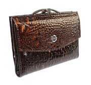 Portfel Damski Skórzany NICOLE Klamra Skóra Naturalna Lakierowana Z Klapką 47003 BRĄZOWY 12 x 9 x 2,5 [cm]