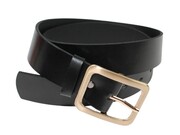 Pasek Skórzany Damski Arucce (PL) Skóra Naturalna EXTRA Gładki 40 mm CZARNY Mosiężna Klamra