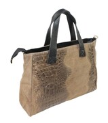 Torebka Skórzana LUKA CROCO Skóra Naturalna KAWA Z MLEKIEM 26-034 38 x 26 x 12 [cm]