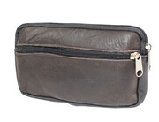 Skórzana Saszetka Na Pasek Z Suwakiem Polska Galanteria (PL) CZEKOLADOWO CZARNA 18,5 x 11 x 2 [cm]