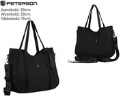 Torebka Damska Shooperka Z Poliestru Peterson (PL) PTN CTY-29 CZARNA 39 x 33 x 15 [cm]